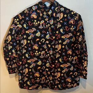 Daniel Cremieux Black Paisley Casual Button Down Shirt